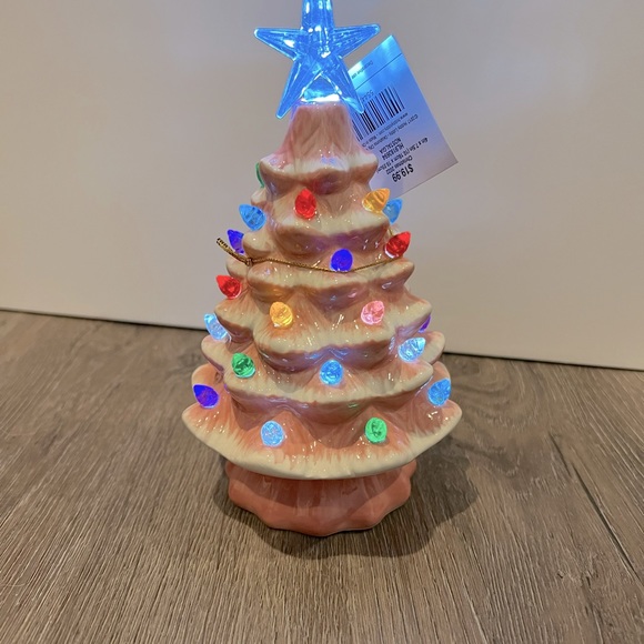 Other - NWT Retro Pink Ceramic Light-Up Desktop Tree